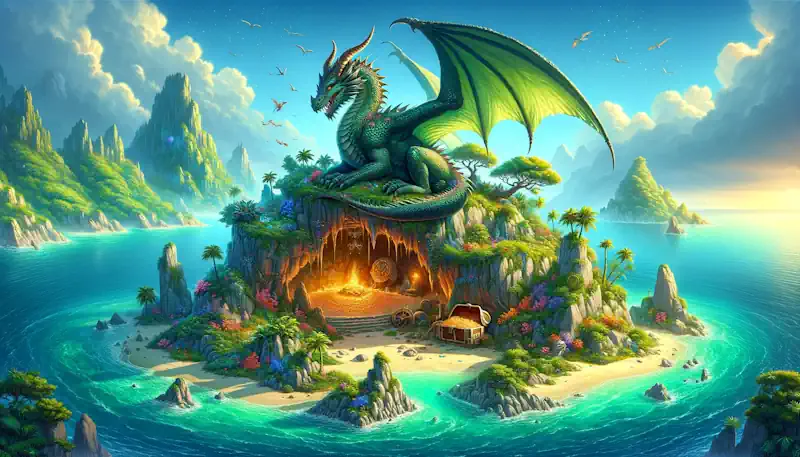 A Dragon Living on a Mystical Island